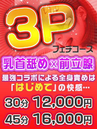 『乳首舐め』×『前立腺責め』W責め3Pコース